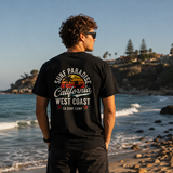 T-shirt Preta de manga curta Surf Paradise